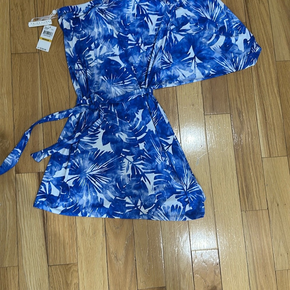 Basque Blue Floral One-Shoulder Dress - Picture 10 of 12